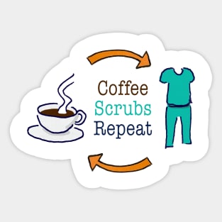 The Medical Grind. Coffee, Scrubs, Repeat + text Sticker